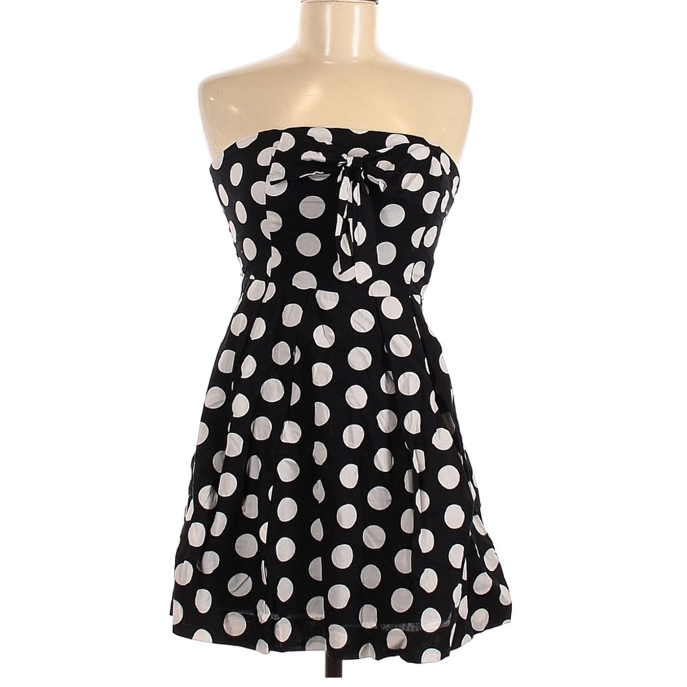 Polka Dot black and white baby doll strapless dress